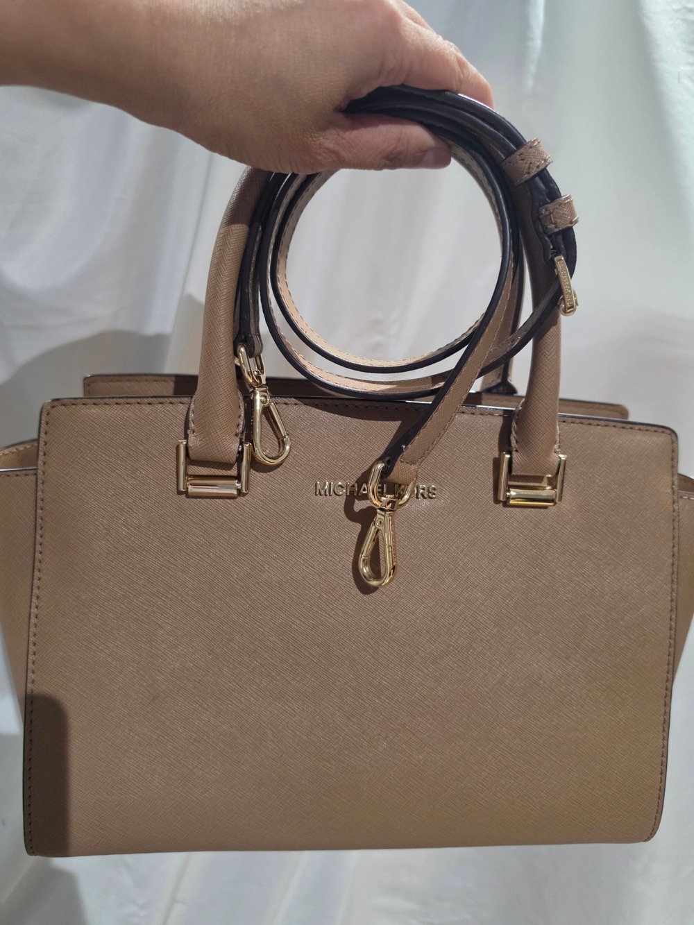 Michael Kors Beige Saffiano Leather Satchel